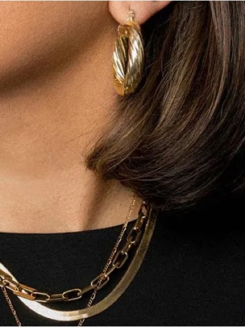 Bracha Gold Twisted Hoop Earrings - Women Jewelry